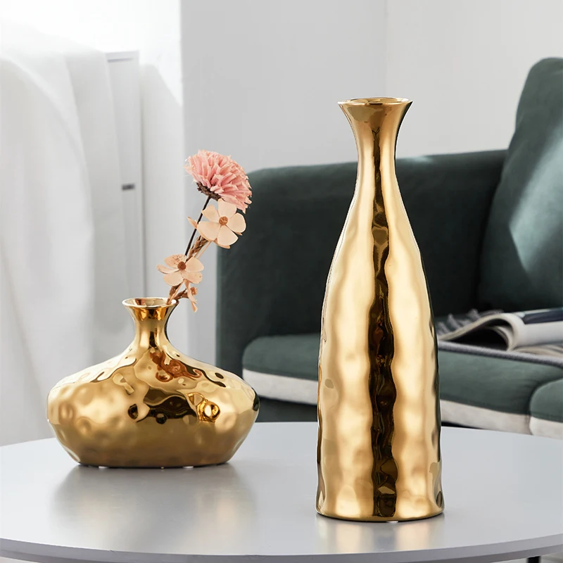 

Gold Electroplated Ceramic Vase Living Room Porch Home Decor Nordic Modern Flower Arrangement Vase
