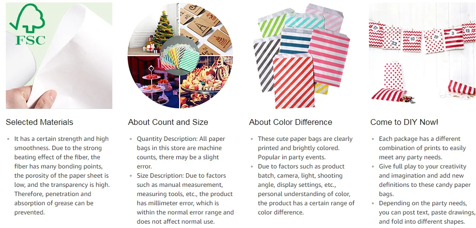 Silver Biodegradable Paper Candy Cookie Bags, NUIBY Food Safe Favor Bags, Buffet Treat Bags for All Party Loot Bags 