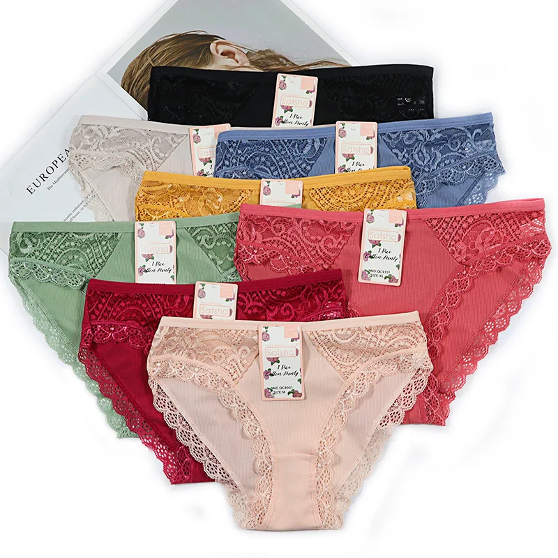 

Mix 8 Colors Cotton Panties Factory custom new design Adults lace ladies underwear panties