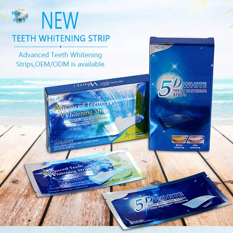 

High Elastic Advanced White Strips for Sensitive Teeth Removes Stains from Smoking Coffee Soda 5D Teeth Whitening Strips