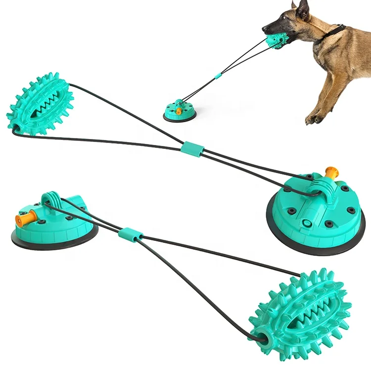 

Factory Tpr Dog Treats Dispenser Toy Pet Ball Dog Molar Toy Suction Cup Dog Toys Chew, Lake blue/yellow/green