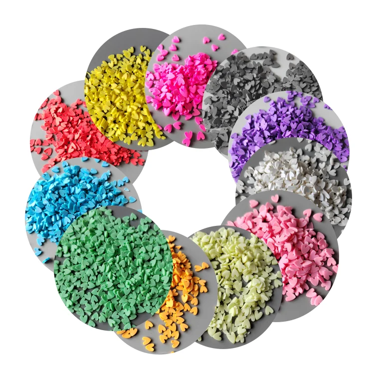 Hot Sale Heart Polymer Soft Clay Slices for Slime Filling Nail Art Decorations Simulated Cake Crumbs Valentine's Day