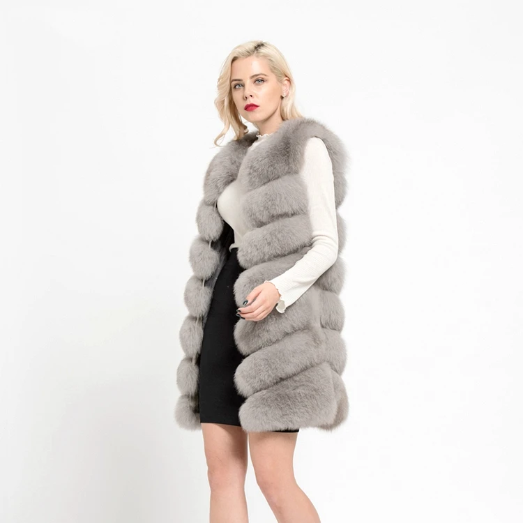 

Good Quality Fluffy Grey Real Fur Vest
