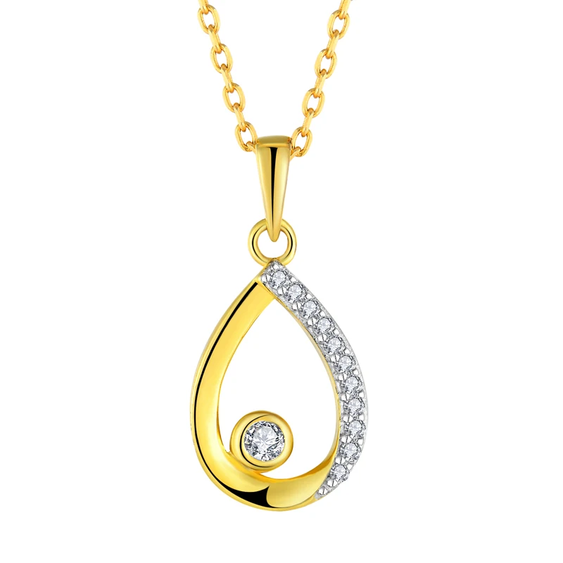 

Customize Classic Women 925 Sterling Silver Charm Pendants Wedding Gift CZ Zirconia Water Drop High Quality Gold Plated Pendants