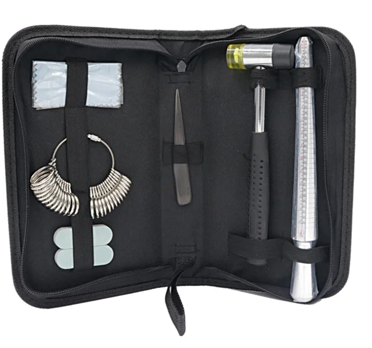 

Boxed Standard Ring Measuring Ring Trimming Repair Kit Ring Ruler Rubber Hammer
