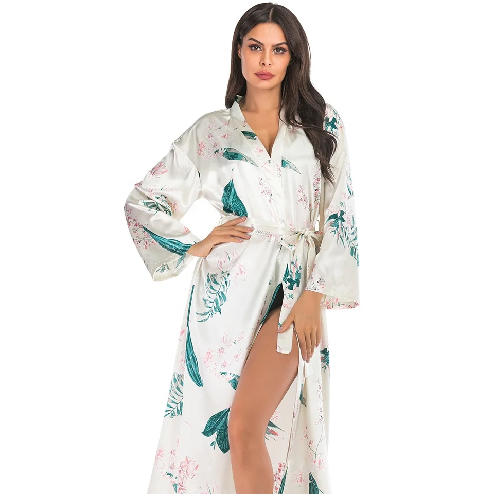 

2019 New arrival lady sexy club dress night dress in wholesale club dress Printed sexy V-neck tie long nightgown pajamas