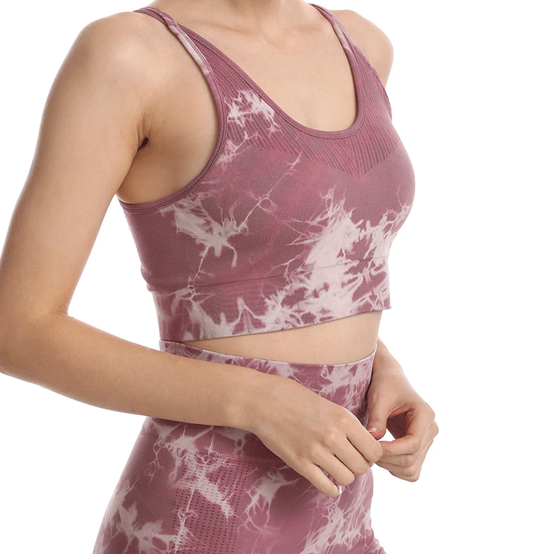 

2021 Premium Quality Yoga Wear Sports Bra Tie-dye Printed Fitness Wear Women Sexy Yoga Set Sexy Yoga Clothing, As shown