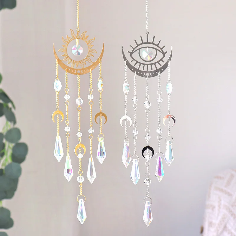 Wholesale K9 Crystal Sun Catcher Crystal Hanging Suncatcher Metal Charms Wind Chime for Decoration