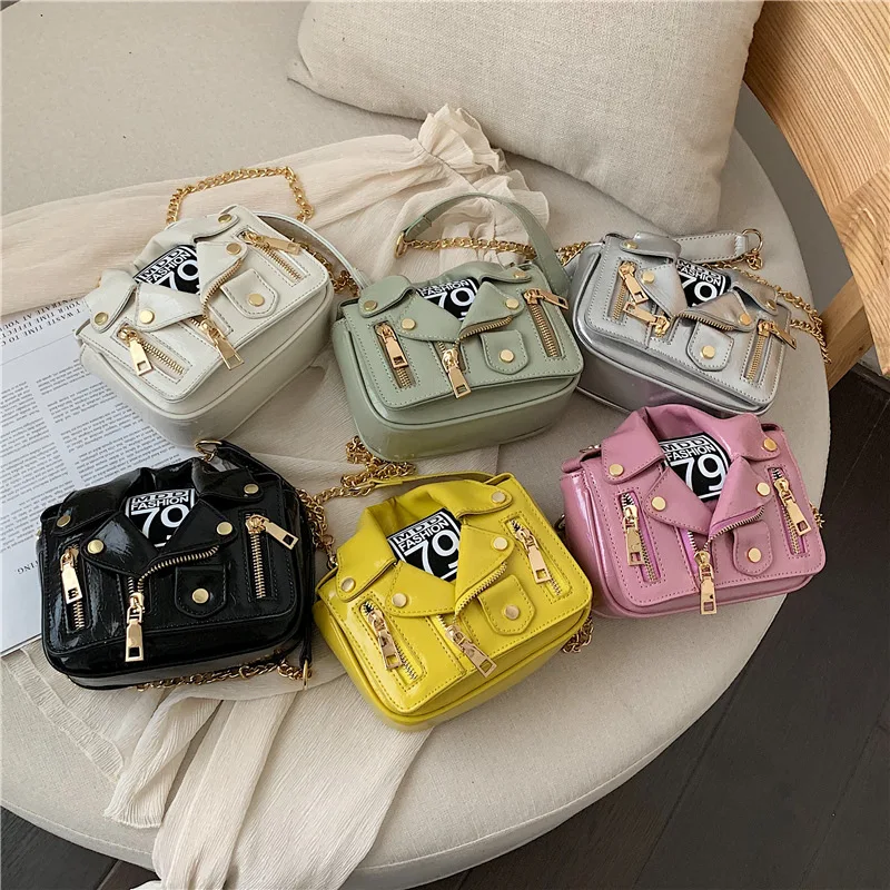 

Fashion Small pu leather jacket Chain bag crossbody handbags wholesale ladies purses and handbags, 6 colors