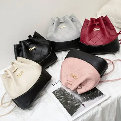

FLB055 fashion 2020 korea summer linger draw bucket bag brand ladies bags handbag, Black, red,pink, gray, white