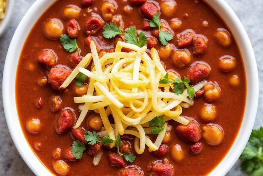 Bowl of steaming hot chili
