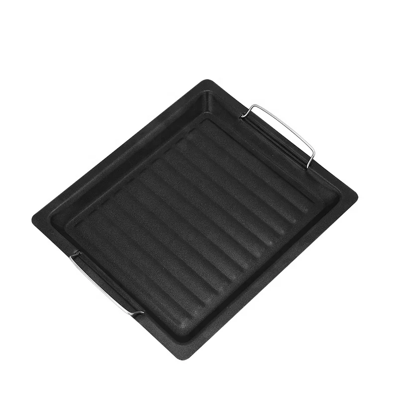 

Korean Barbecue Oven Accessories Thickened Charcoal Fry Pan Non Stick Plates Wholesale Mesh Hot BBQ Gas Grill Plate Mat Cooking, Black