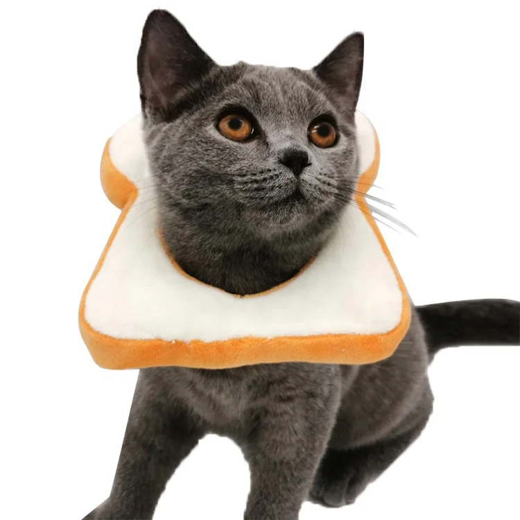 

Ins Pet Kitten Toast Bread Hood Scarf Elizabeth Collar Cute Funny Headwear Recovery Wound Collar