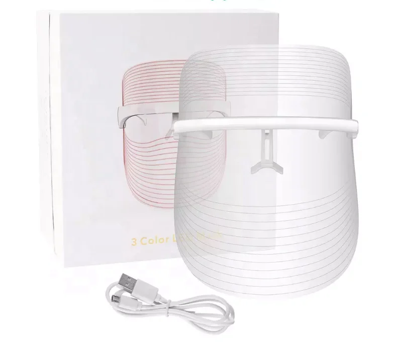 

3d Facial Led Mask Therapy Led Light Beauty Face Shield Photon Wireless Wrinkle Removal Facial SPA for Skin Care, 3 colors changing