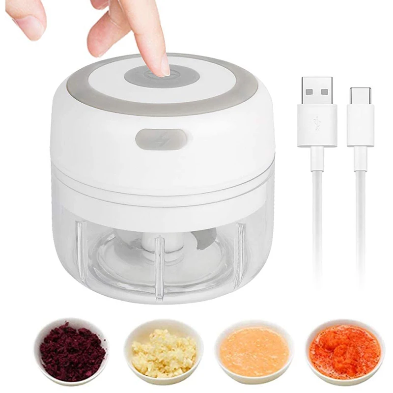 

250ML USB Portable, Kitchen Chopper Stainless Steel picadora de ajo Mini Electric Food Vegetable Meat And Garlic Chopper Press/, Custom color