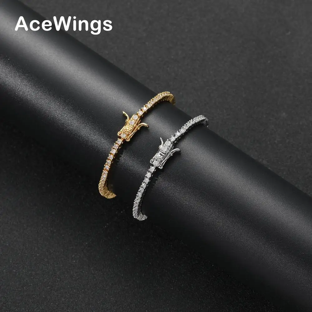 BB210   2mm  6"  7"  Brass Zircon Tennis Bracelet Hip Hop Jewelry Gold Silver CZ Bracelet Iced Out
