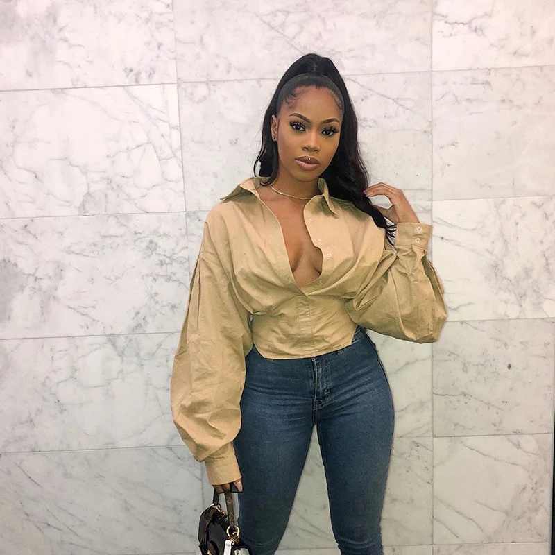 

Drop Shipping 1pcs Women Blouse Long Sleeve Fashion Fall 2021 Women Plus Size Solid Color Long Sleeve Top Blouse, Picture color