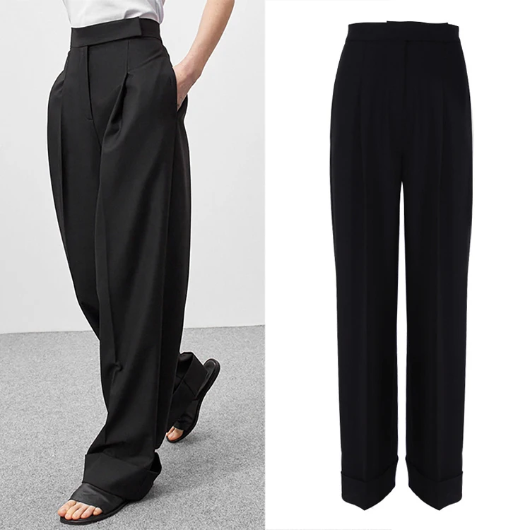 

Urban Clothing Women 2021 New Oversize Wide Leg Pants Office Lady High Waist Black Long Women'S Trousers
