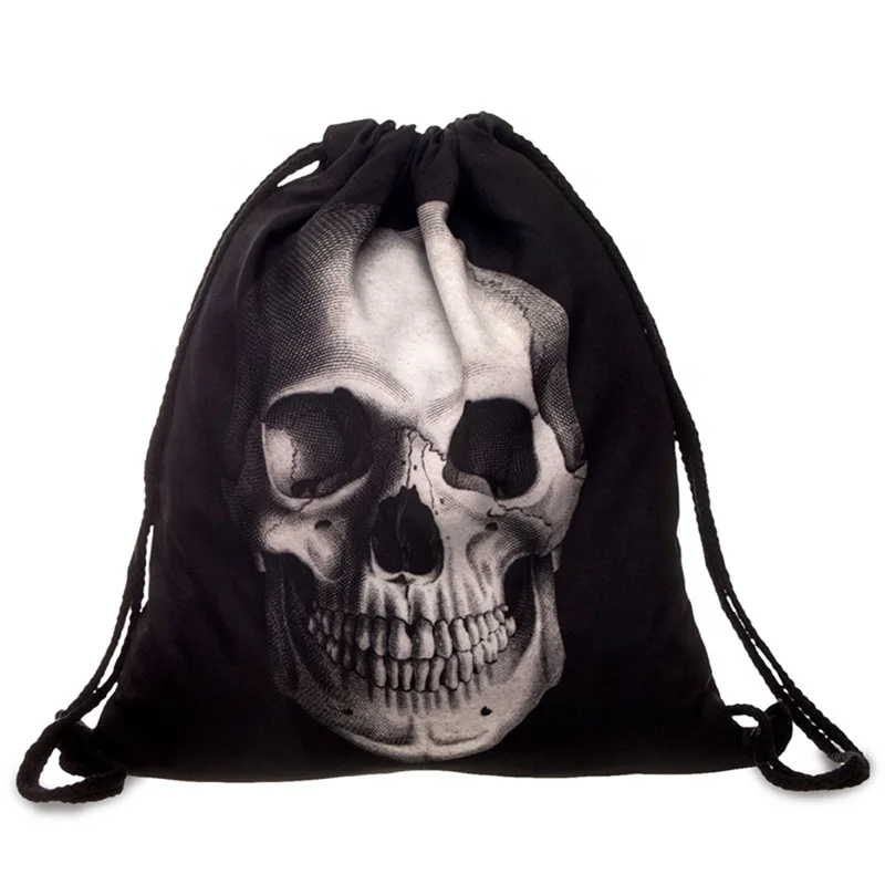 

Zohra skull customize design printed waterproof fabric drawstring bag girls travel backpack shoulder bag, Pantone color