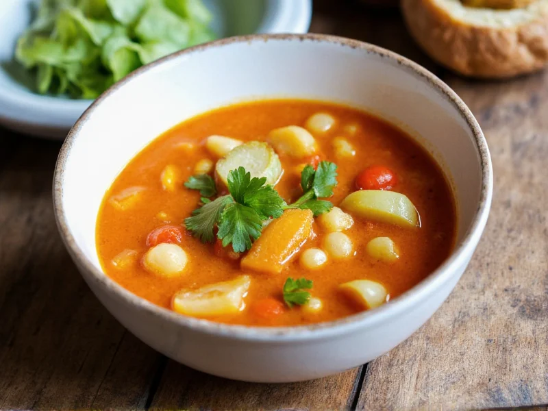 Cabbage vegetable soup with visible carrot and potato chunks