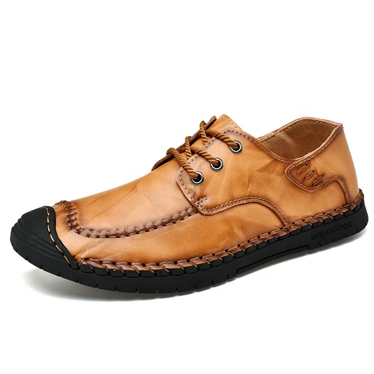 

New Model Fashion Flat Genuine Leather Upper Sneakers Casual Soft Leather Men Driving Shoes