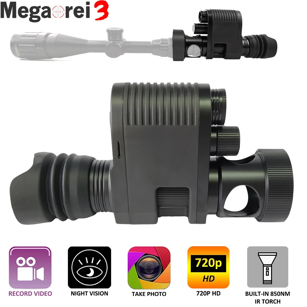 

Megaorei 3 Night Vision Riflescope 720p Video Recording Hunting Camera VCR Scopes Optics Sight 850nm Infrared IR