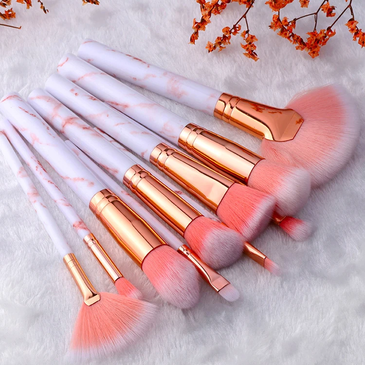 

Makeup Brushes Set Light Pink,Light Pink Makeup Brush Set,Large Nude Soft Synthetic Pink Marble Face Metallic Makeup Brushes, Customized color