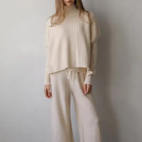 

Autumn Winter Women Tracksuit 2 Piece Sets Knit Pullover Sweater and Elastic Pants Suit Female Outfits