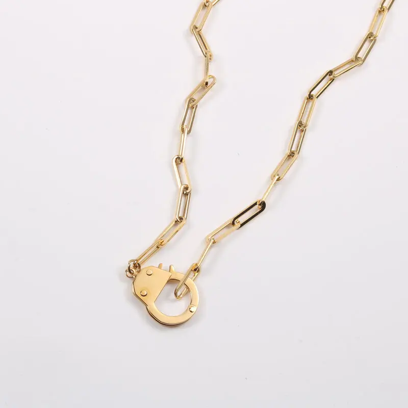 

Joolim Jewelry 18K Gold Plated Paper Pin Handcuff Necklace Stainless Steel Jewelry Wholesale