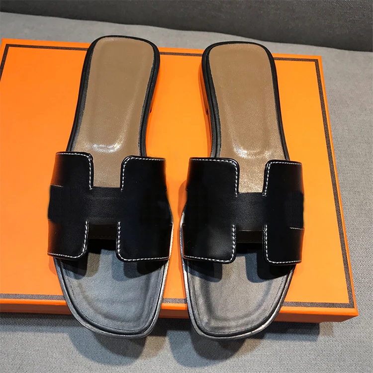 

H slippers sandalias planas women shoes flip flops wholesale custom men slides women leather sandals