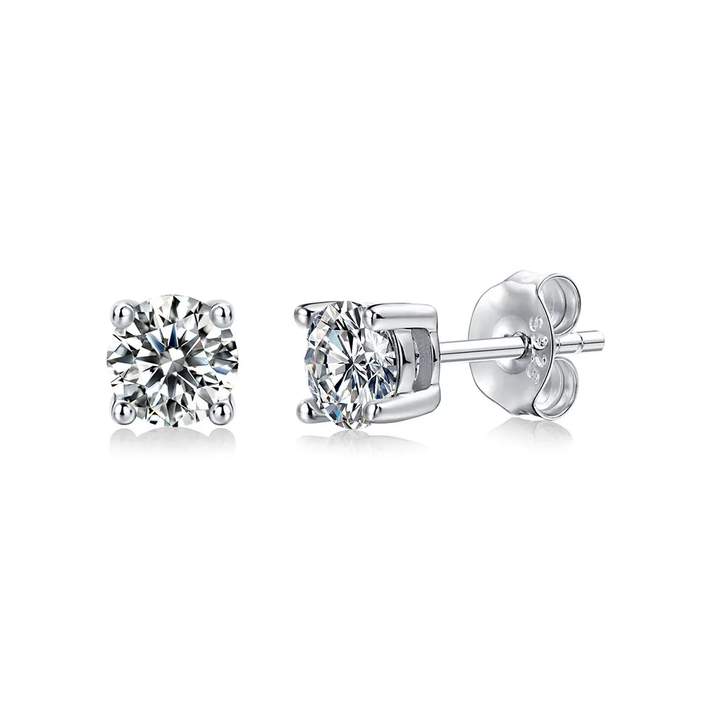 

CANNER S925 Silver 0.5 Carat Moissanite Four-Claw Stud Earrings Wedding Gift Jewelry