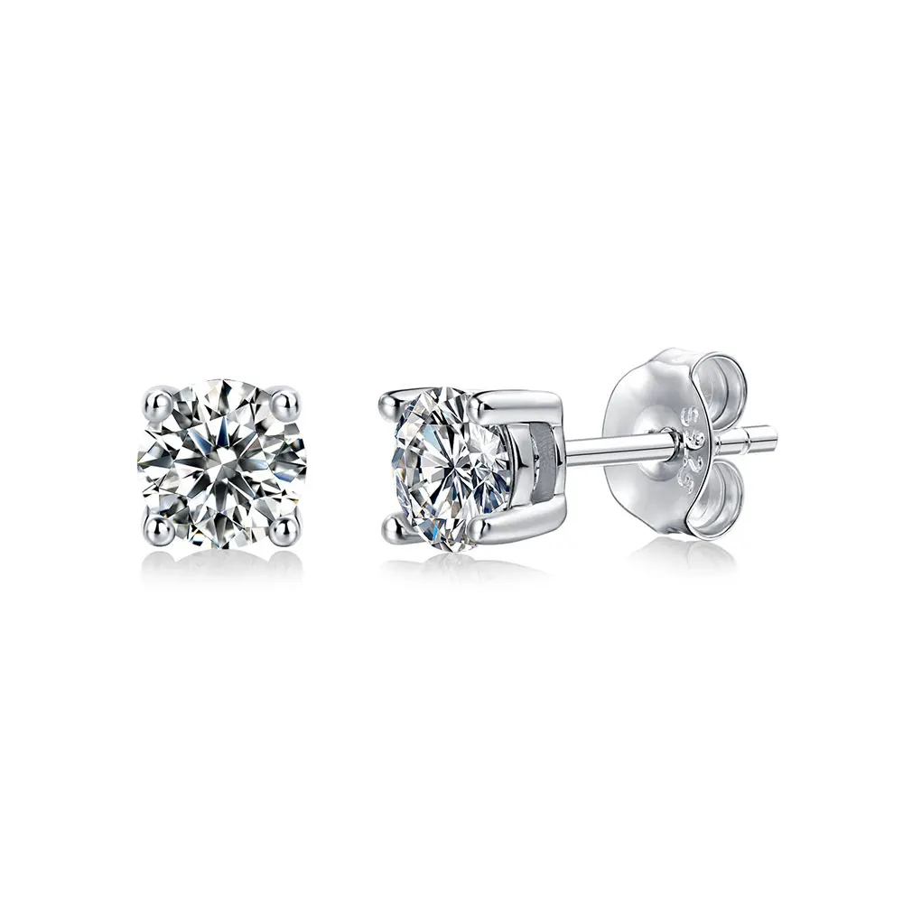 CANNER S925 Silver 0.5 Carat Moissanite Four-Claw Stud Earrings Wedding Gift Jewelry