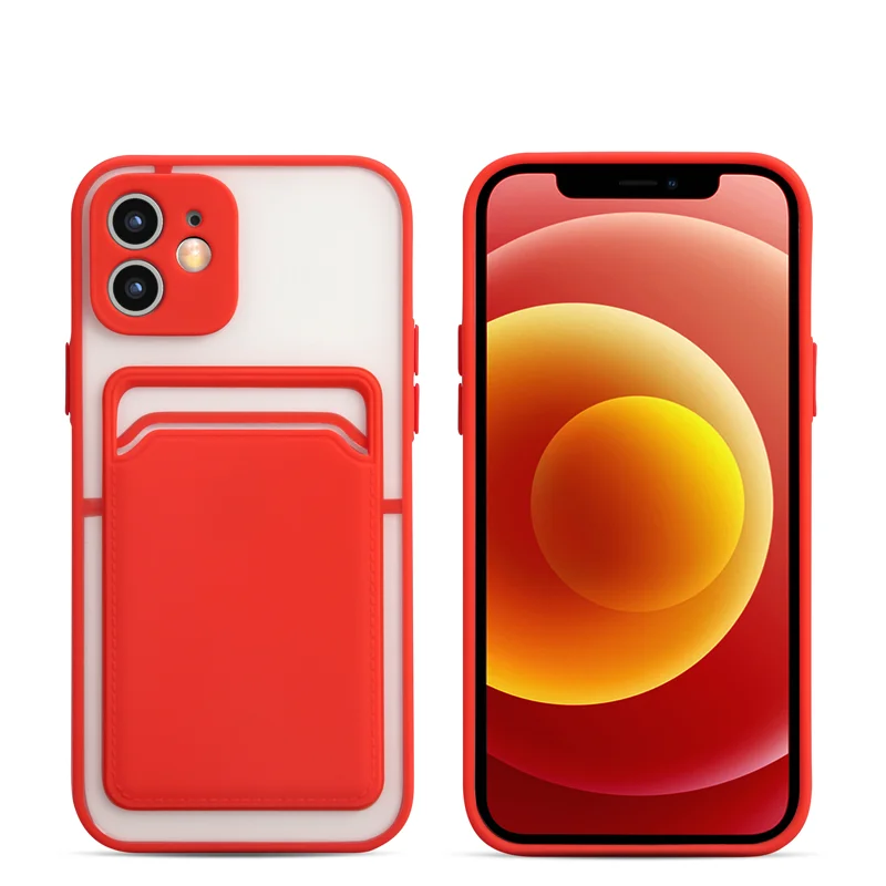 

TPU PC Phone Case with Card Holer Skin Feeling Camera Protection Cover for Iphone 13 Se X Xr 12 Mini Pro Wallet Phone Case, 5 colors