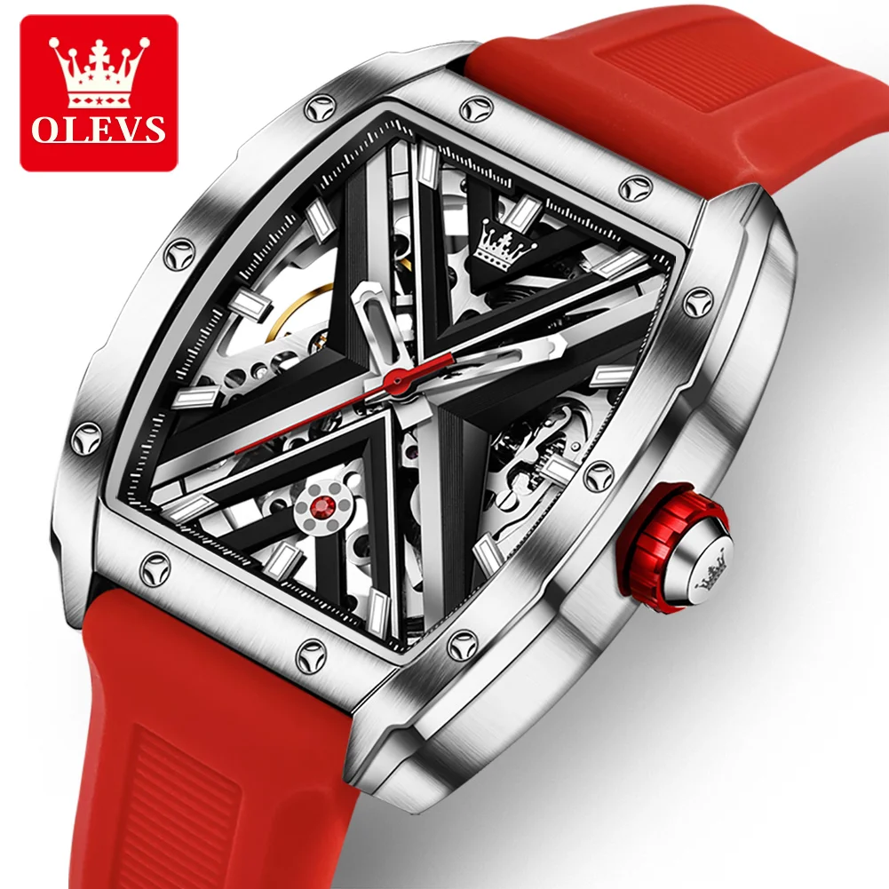 

OLEVS 6662 New Design Custom Brand RED Automatic Mechanical Mens Watches In Wristwatches
