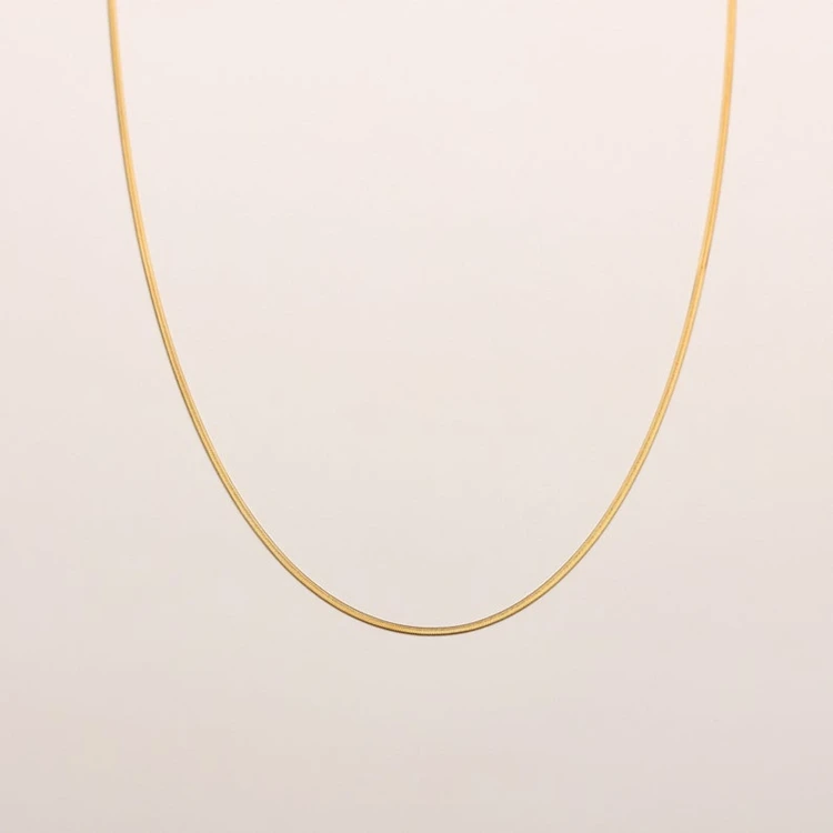 

Women Snake Chain Necklace Stainless Steel Dainty 2mm Gold Plated Choker Chain Necklace Herringbone Chain, Gold color