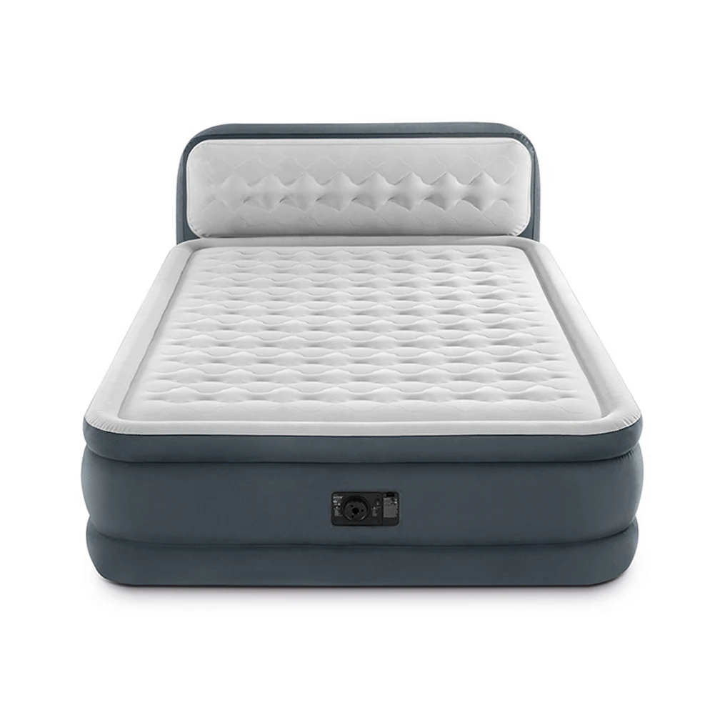 Кровать надувная intex dura beam deluxe headboard airbed с насосом 2360х1520 мм высота 860мм