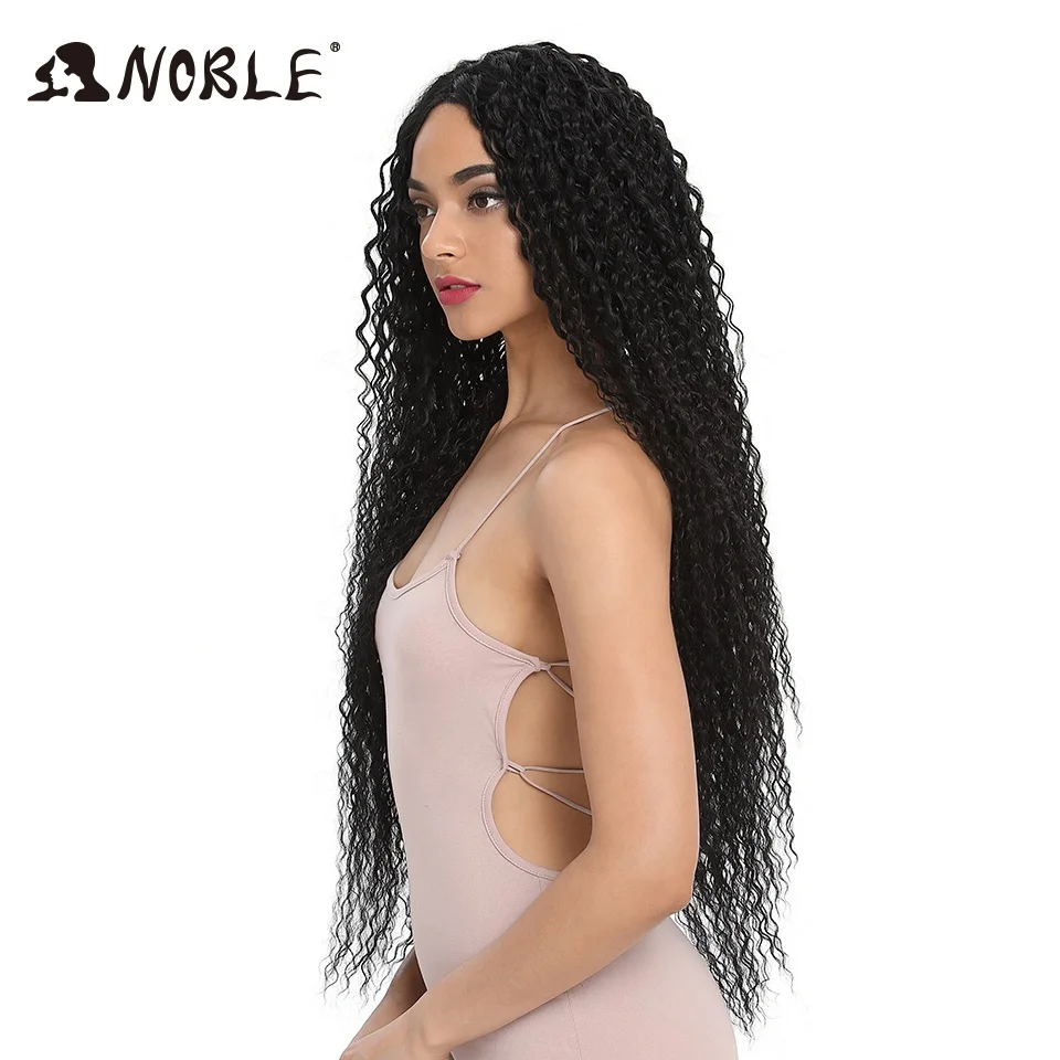 Noble Synthetic Wig Lace Front For Women Long Part 38 Inch Long Curly Ombre Blonde Wig With Dark Roots Wavy Heat Resistant Noble Synthetic Wig Lace Front For Women Long Part 38 Inch Long Curly Ombre Blonde Wig With Dark Roots Wavy Heat Resistant