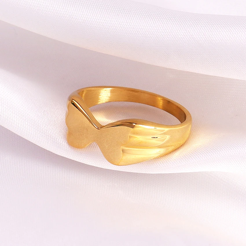 

2022 Summer Wedding Rings Gold High End Stainless Steel Jewelry 14k 18k Gold Plated Waterproof Butterfly Gold Rings for Women
