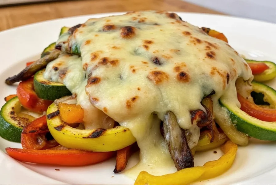 Gegrilltes Gemüse mit geschmolzener Pepper-Jack-Käse-Toppping