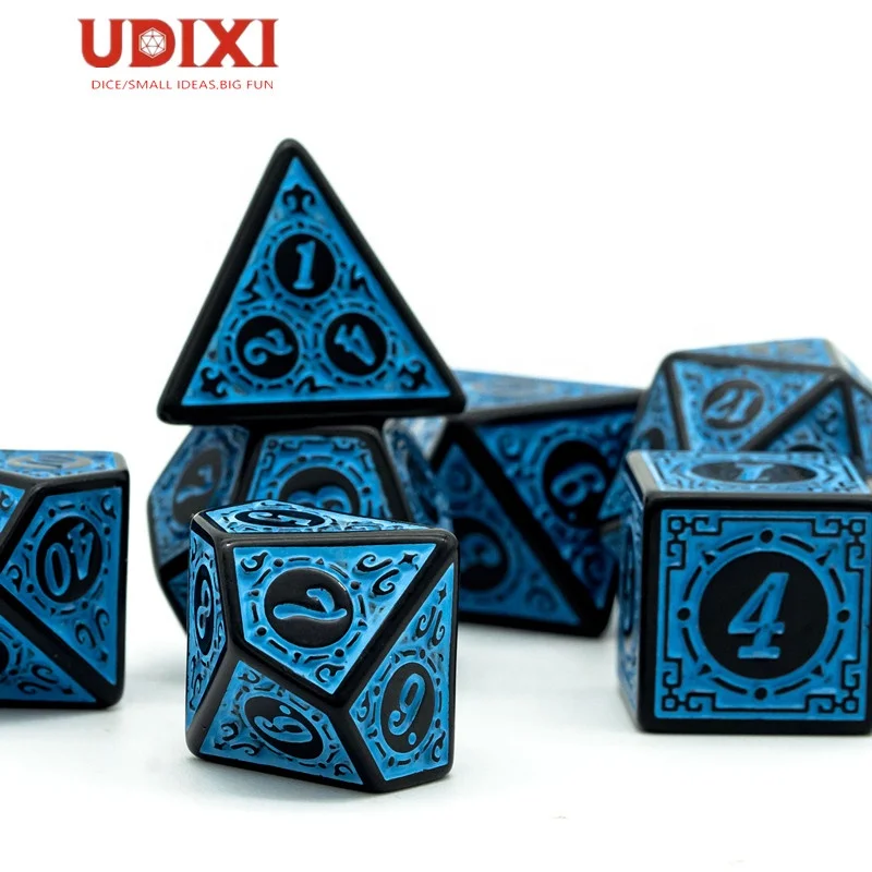 

Udixi Plastic DND RPG Dungeons and Dragons Acrylic Dice Set Pattern Blue