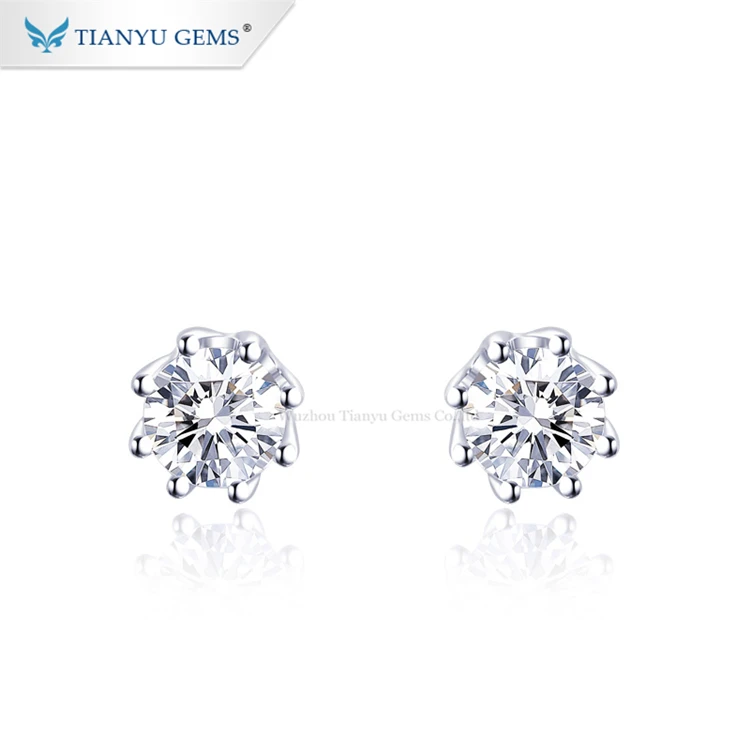 

Tianyu gems simple jewelry 10k white gold moissanite stud earrings for women