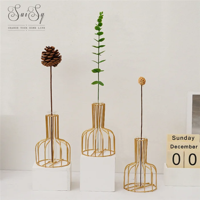 

Living Room Table Desktop Wrought Iron Luxury Metal Gold Vases Home Decoration