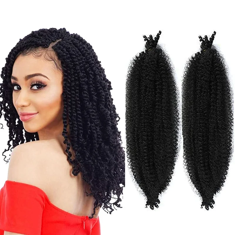 

Long Crochet Braid Synthetic Curly Hair Extension Afro Fluffy Kinky Twist Synthetic Braiding Hair Afro Spring Twist, Available in 16 colors