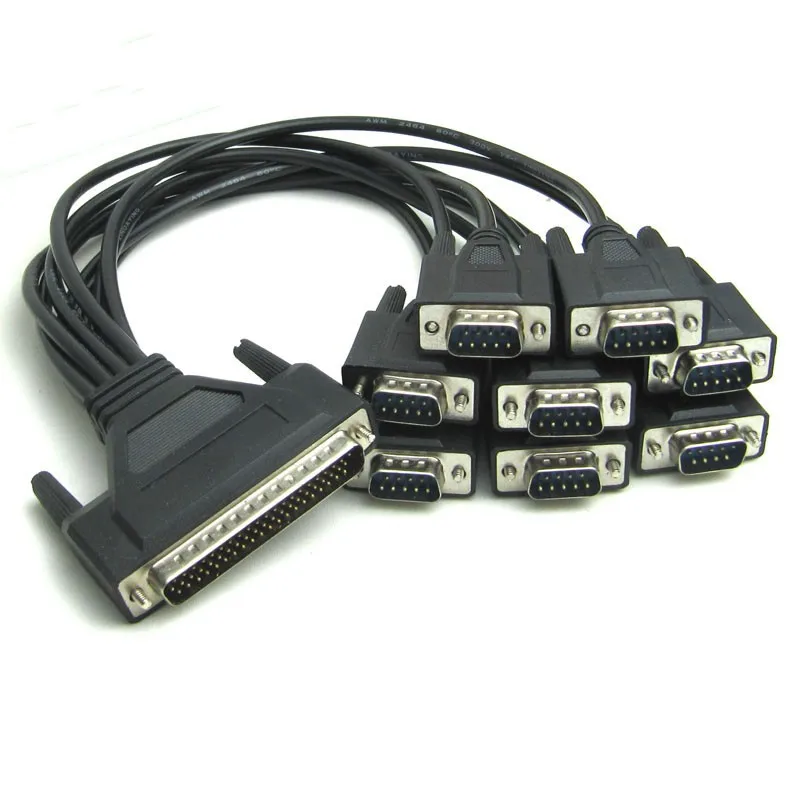 

DB62 62Pin Gender Male to Male 8 x DB9 Pin RS232 Splitter Serial Port Cable PCI-E Eight Serial Card Line High Quality