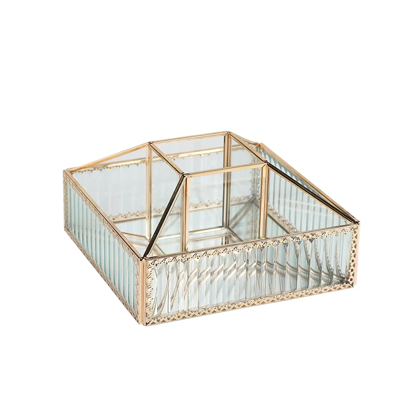 

Wholesale Luxury Large Rotating Glass Makeup Cosmetic Storage Box Jewelry Brush Pencil Lipstick Holder Make Up Case Organizer