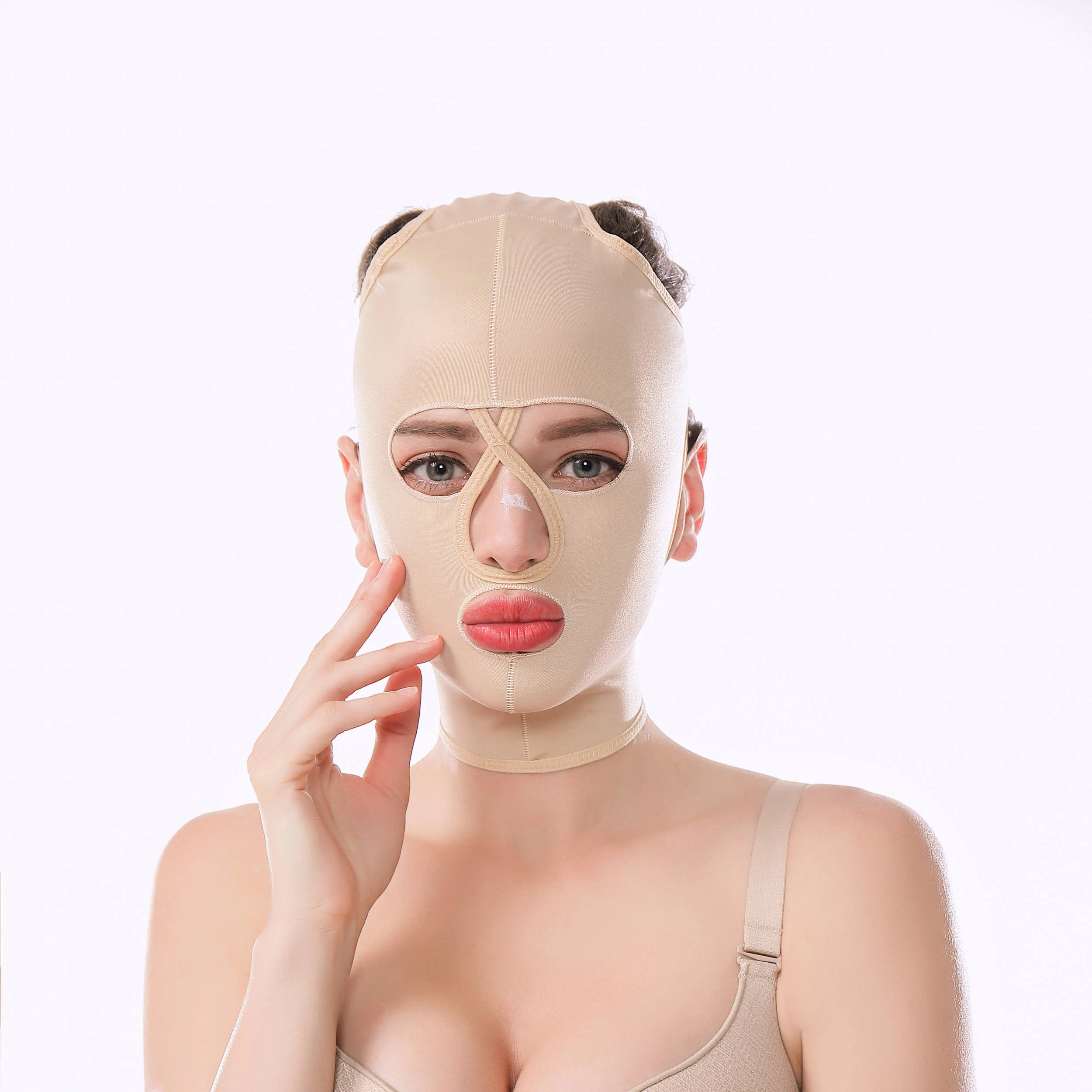 

45% Spandex 3D-Facepiece V-Shaped Face Firm Belt Full Face Shape V Line Face Lifting Bandage