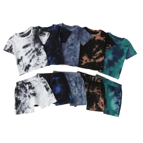 

New Summer Toddler Kids Baby Boys Girls Clothes Tracksuit Sets Tie-dye printed Short Sleeve Tops Shorts Casual Outfits
