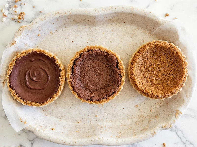 Three graham cracker crust variations: classic chocolate and nutty