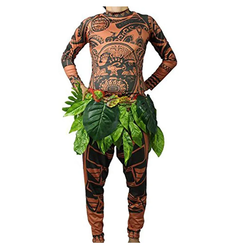 Moana Maui Tattoo T Shirt Pants Halloween Adult Mens Women Cosplay Costumes With Leaves Decor Blattern Buy Moana Maui Tattoo Costume Halloween Adult Mens Women Costumes Halloween Cosplay Costume Product On Alibaba Com