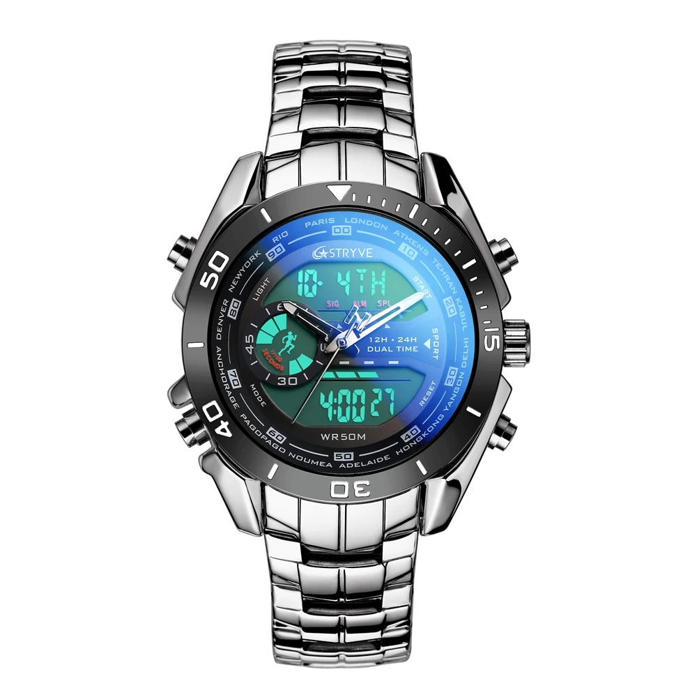 

stryve S8019 new quartz watch imported movement alarm clock stopwatch chronograph calendar week men's waterproof sports watch